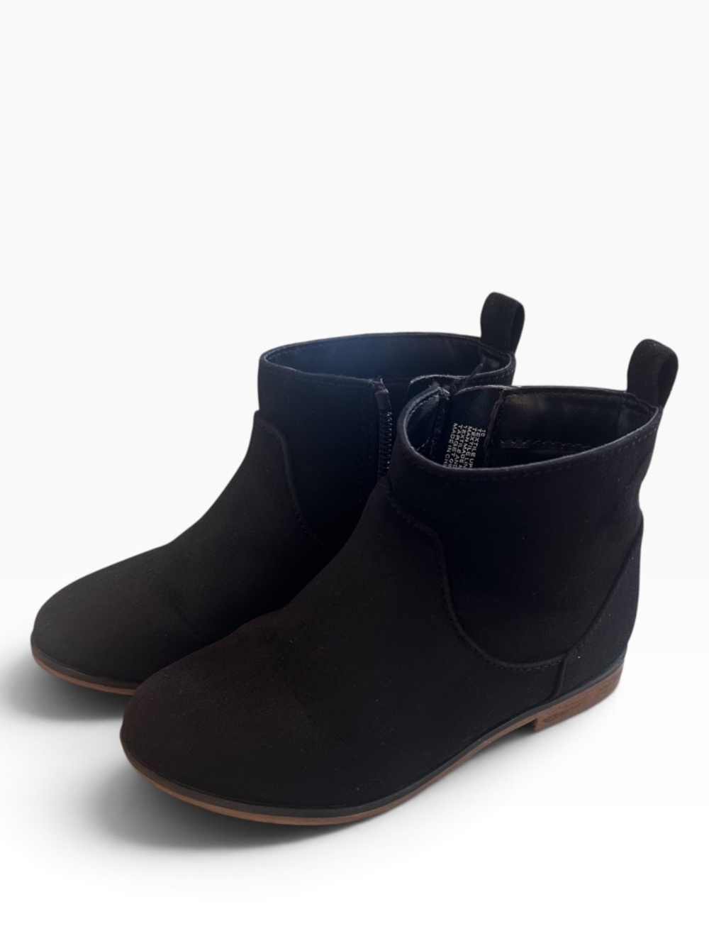 Cat & Jack Girls Black Faux Suede Side Zip Ankle Booties Size 10 Toddler 🥾